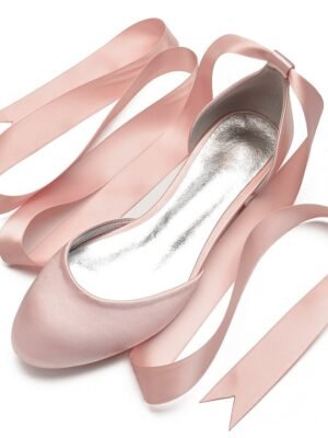 Elegant Satin Ribbon Tie Ballet Flats - Image 8