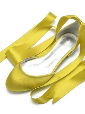 Elegant Satin Ribbon Tie Ballet Flats - Image 9