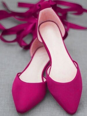 Elegant Satin Ribbon Tie Ivory Pointed Toe Ballet Flats - Image 10