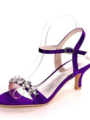 Elegant Silver Rhinestone Open-Toe Ankle Strap Heeled Sandals - Image 10