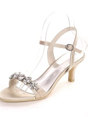 Elegant Silver Rhinestone Open-Toe Ankle Strap Heeled Sandals - Image 5