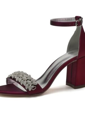 Elegant Silver Satin Block Heel Sandals - Image 16