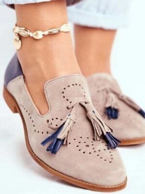 Elegant Slip-On Embroidery Closed Toe Low Heel Loafers - Image 3
