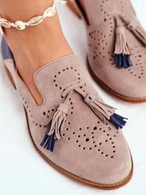 Elegant Slip-On Embroidery Closed Toe Low Heel Loafers - Image 5