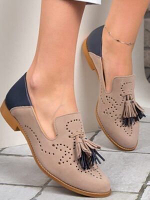 Elegant Slip-On Embroidery Closed Toe Low Heel Loafers - Image 7