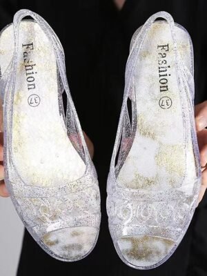 Elegant Slip-On Rhinestone Embellished Jelly Sandals - Image 4