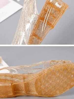 Elegant Slip-On Rhinestone Embellished Jelly Sandals - Image 8