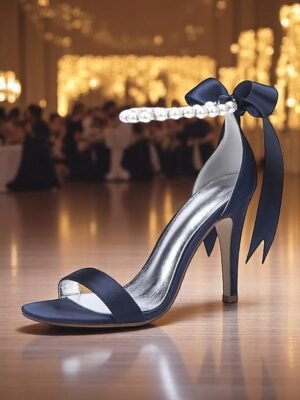 Elegant Stiletto Satin Pearl Ankle Strap High Heel Sandals - Image 1