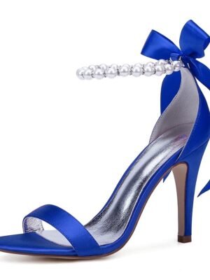 Elegant Stiletto Satin Pearl Ankle Strap High Heel Sandals - Image 11