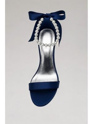 Elegant Stiletto Satin Pearl Ankle Strap High Heel Sandals - Image 5