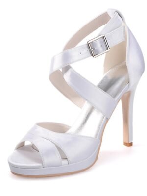 Elegant Strappy Purple Satin Platform High Heels - Image 13