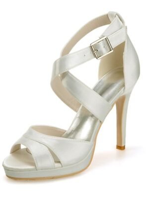 Elegant Strappy Purple Satin Platform High Heels - Image 14