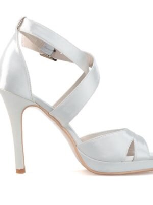 Elegant Strappy Purple Satin Platform High Heels - Image 4