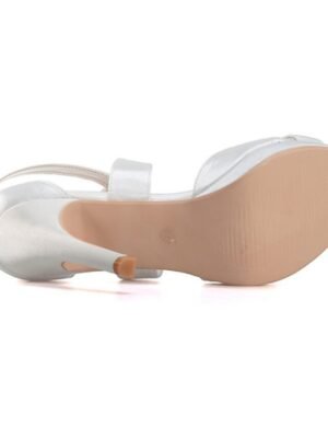 Elegant Strappy Purple Satin Platform High Heels - Image 5