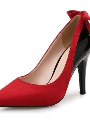 Elegant Suede Bow Pointed-Toe Stiletto Heels - Image 1
