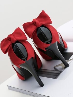 Elegant Suede Bow Pointed-Toe Stiletto Heels - Image 3