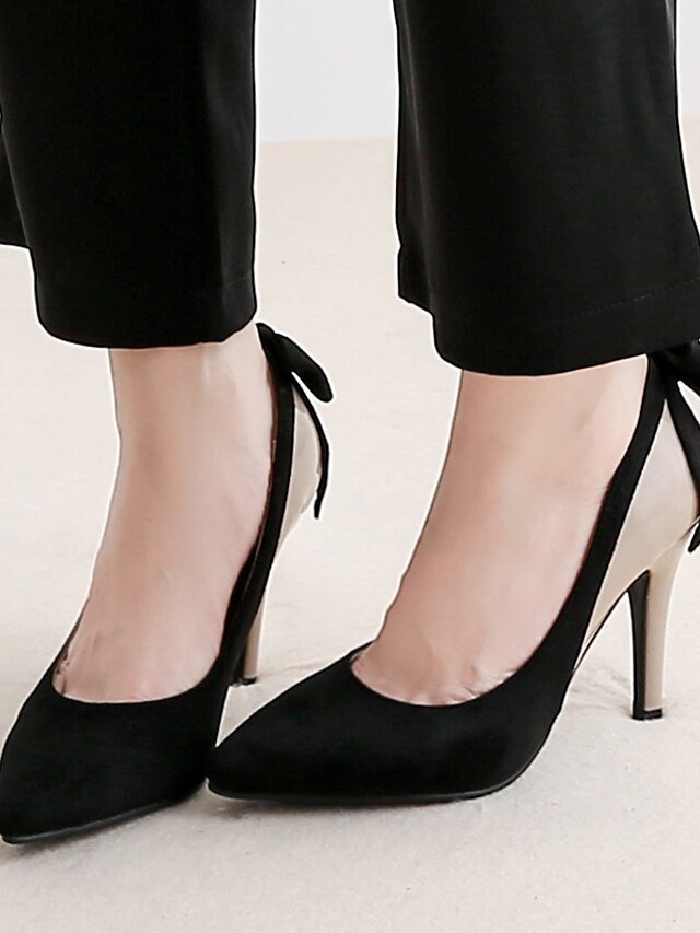 Elegant Suede Bow Pointed-Toe Stiletto Heels - Image 9