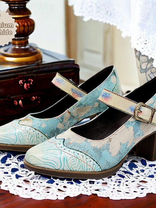 Elegant Vintage Cone Heel Round Toe Pumps - Image 1