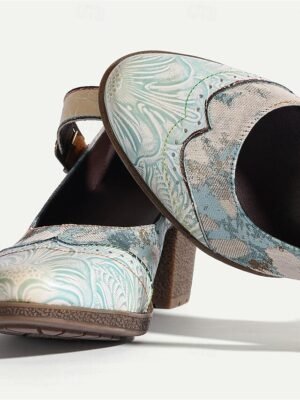 Elegant Vintage Cone Heel Round Toe Pumps - Image 5