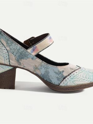 Elegant Vintage Cone Heel Round Toe Pumps - Image 7