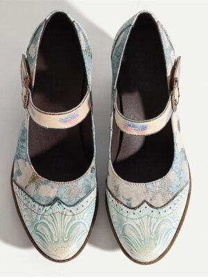 Elegant Vintage Cone Heel Round Toe Pumps - Image 8