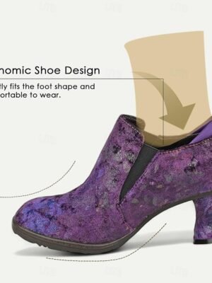 Elegant Vintage Floral Suede Heeled Ankle Booties - Image 5