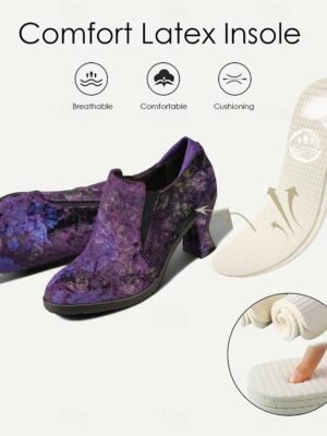 Elegant Vintage Floral Suede Heeled Ankle Booties - Image 6