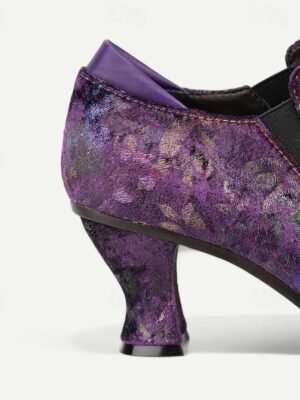 Elegant Vintage Floral Suede Heeled Ankle Booties - Image 7