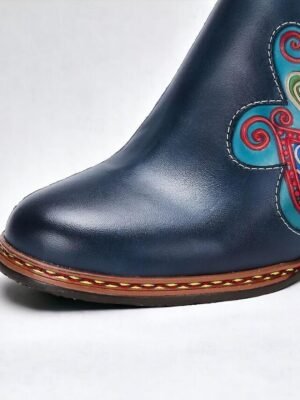 Elegant Vintage Geometric Cone Heel Round Toe Pumps - Image 21