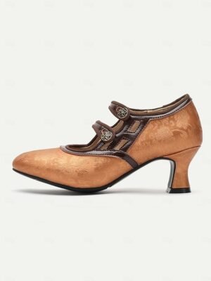 Elegant Vintage T-Strap Mid-Heel Mary Jane Pumps - Image 5