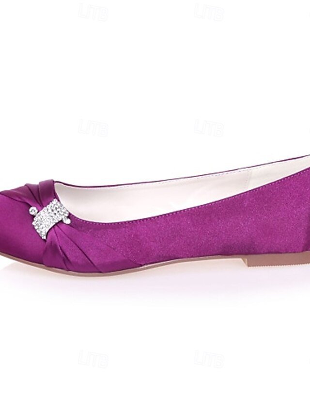 Elegant White Satin Rhinestone Embellished Wedding Ballet Flats - Image 2
