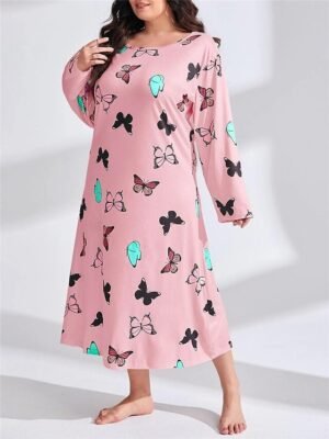 Fashion Casual Heart Crew Neck Long Sleeve Home Dress - Image 8