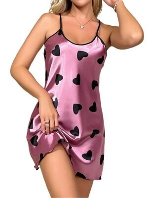 Fashion Casual Heart Straps Sleeveless Backless Summer Nightgown - Image 4