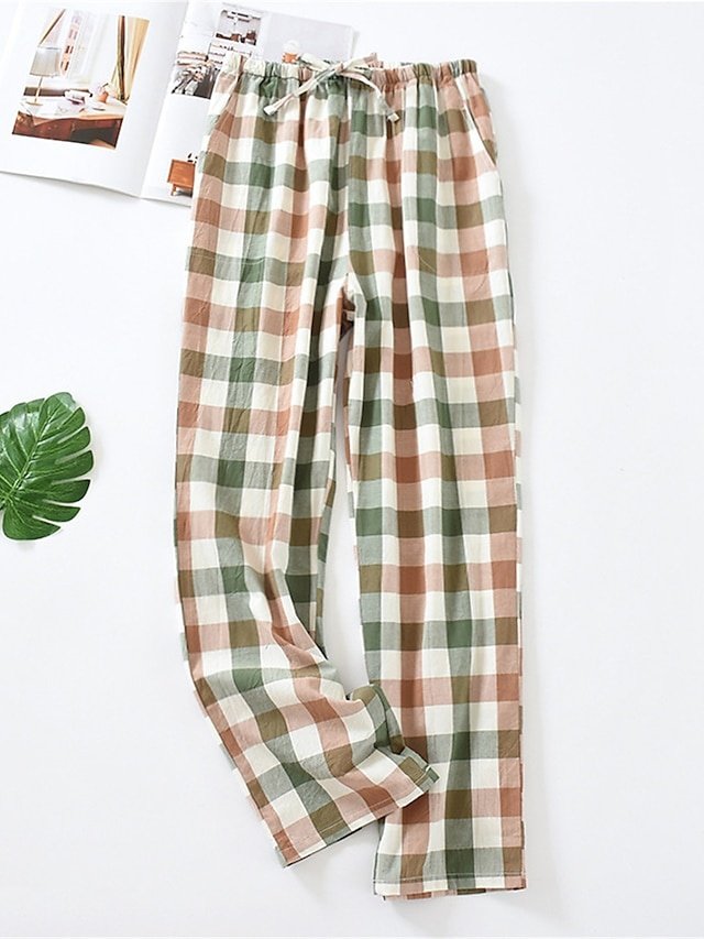 Fashion Casual Plaid Elastic Waist Long Loungewear Pants - Image 1