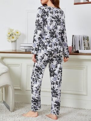 Fashion Comfort Floral Animal Crew Neck Long Sleeve Pajama Set - Image 14