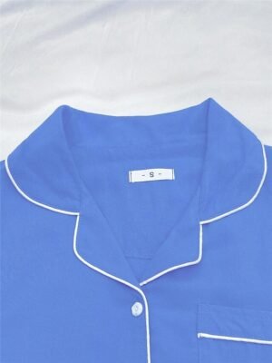 Fashion Comfortable Pure Colour Lapel Short Sleeve Summer Pajama Set - Image 33