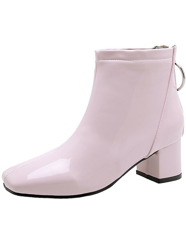 Fashion Glossy Yellow Block Heel Ankle Boots - Image 10