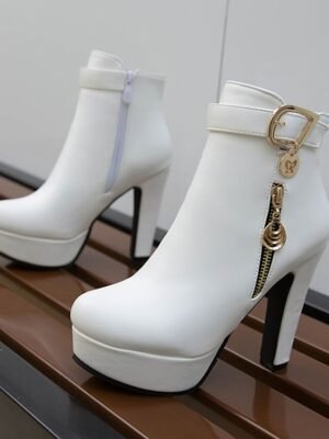 Fashion High Heel Black Platform Ankle Boots - Image 7