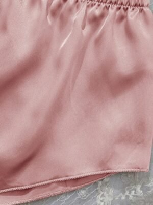 Fashion Loose Pure Sleeveless Straps Backless Short Pajama Set - Image 5
