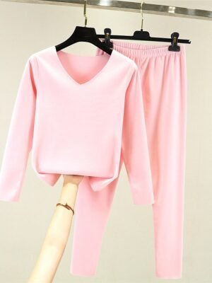 Fashion Plush V Wire Long Sleeve Pajama Set - Image 3