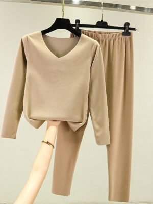 Fashion Plush V Wire Long Sleeve Pajama Set - Image 5