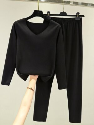 Fashion Plush V Wire Long Sleeve Pajama Set - Image 6