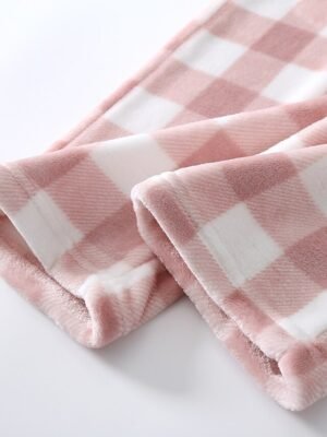 Fashion Simple Grid Elastic Waist Long Flannel Pajama Pants - Image 13