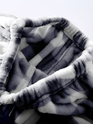 Fashion Simple Grid Elastic Waist Long Flannel Pajama Pants - Image 20