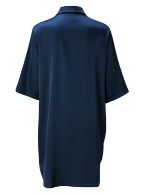 Fashion Simple V Neck Half Sleeve Satin Nightgown - Image 17