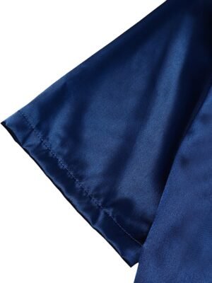 Fashion Simple V Neck Half Sleeve Satin Nightgown - Image 23
