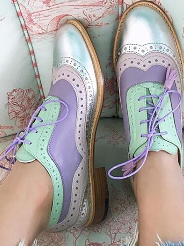 Fashionable Chunky Glitter Wingtip Lace-Up Oxford Shoes - Image 3
