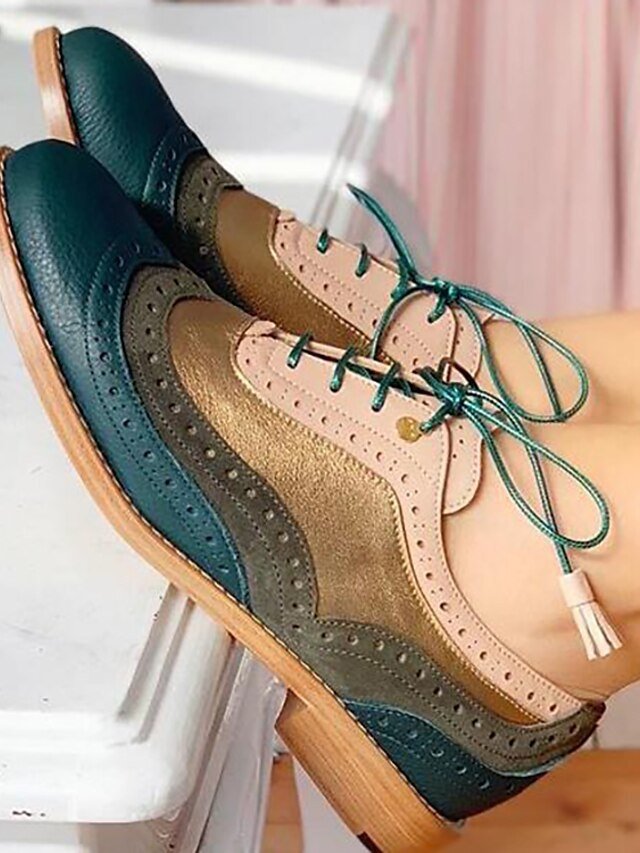 Fashionable Chunky Glitter Wingtip Lace-Up Oxford Shoes - Image 8