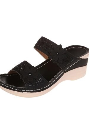 Floral Embellished Comfortable Arch Wedge Sandals - Image 2