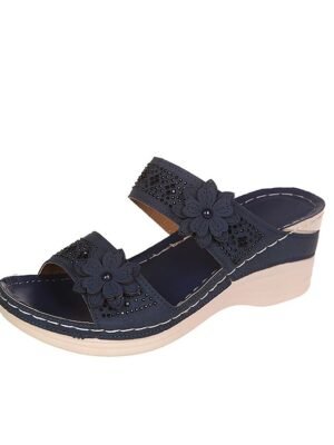 Floral Embellished Comfortable Arch Wedge Sandals - Image 4